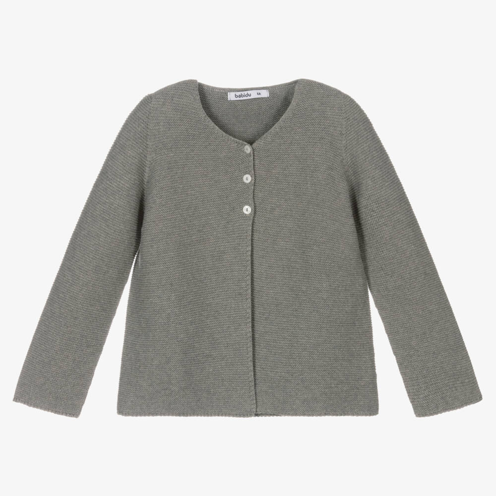 Babidu-Boys Grey Knit Button Cardigan | Childrensalon Outlet
