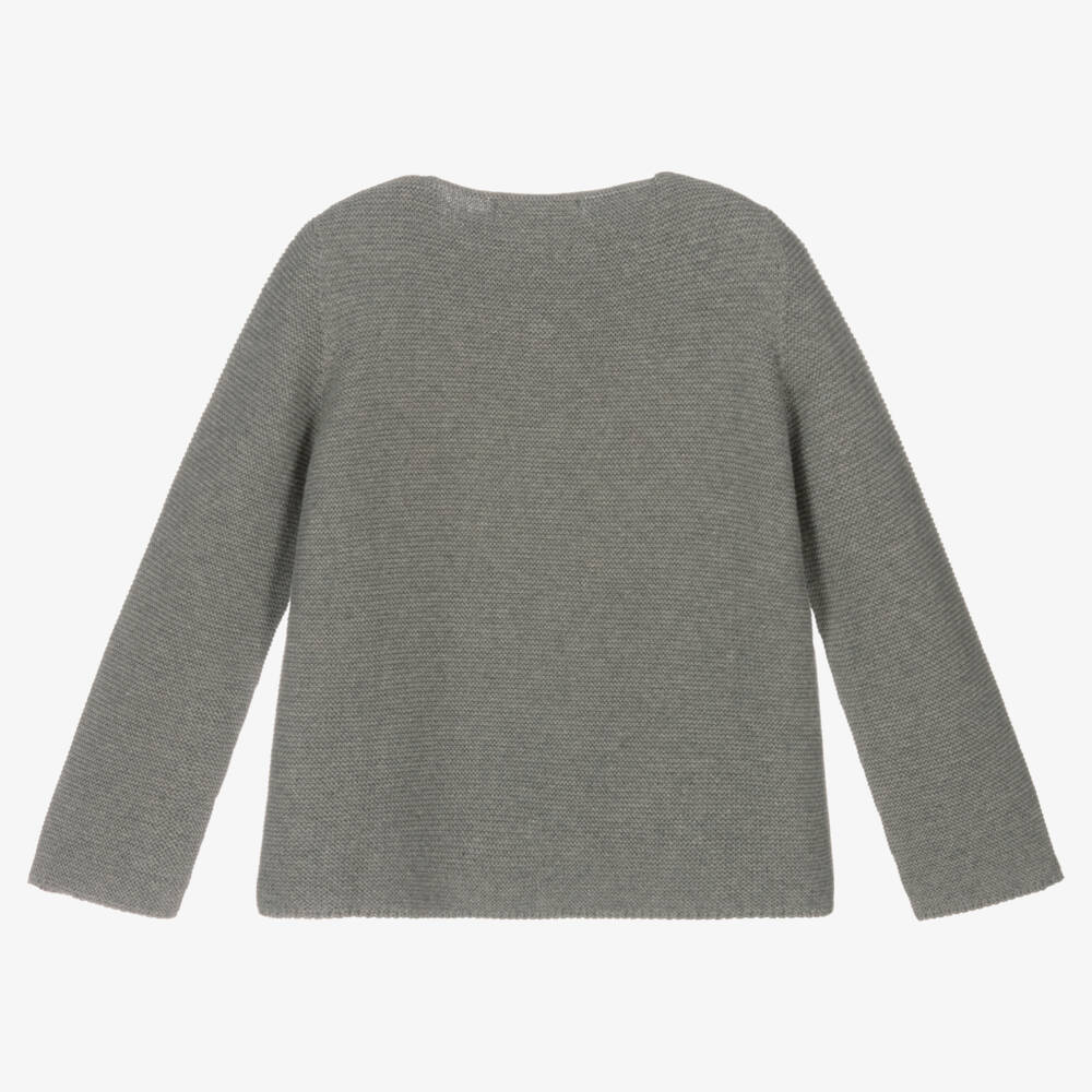 Babidu-Boys Grey Knit Button Cardigan | Childrensalon Outlet