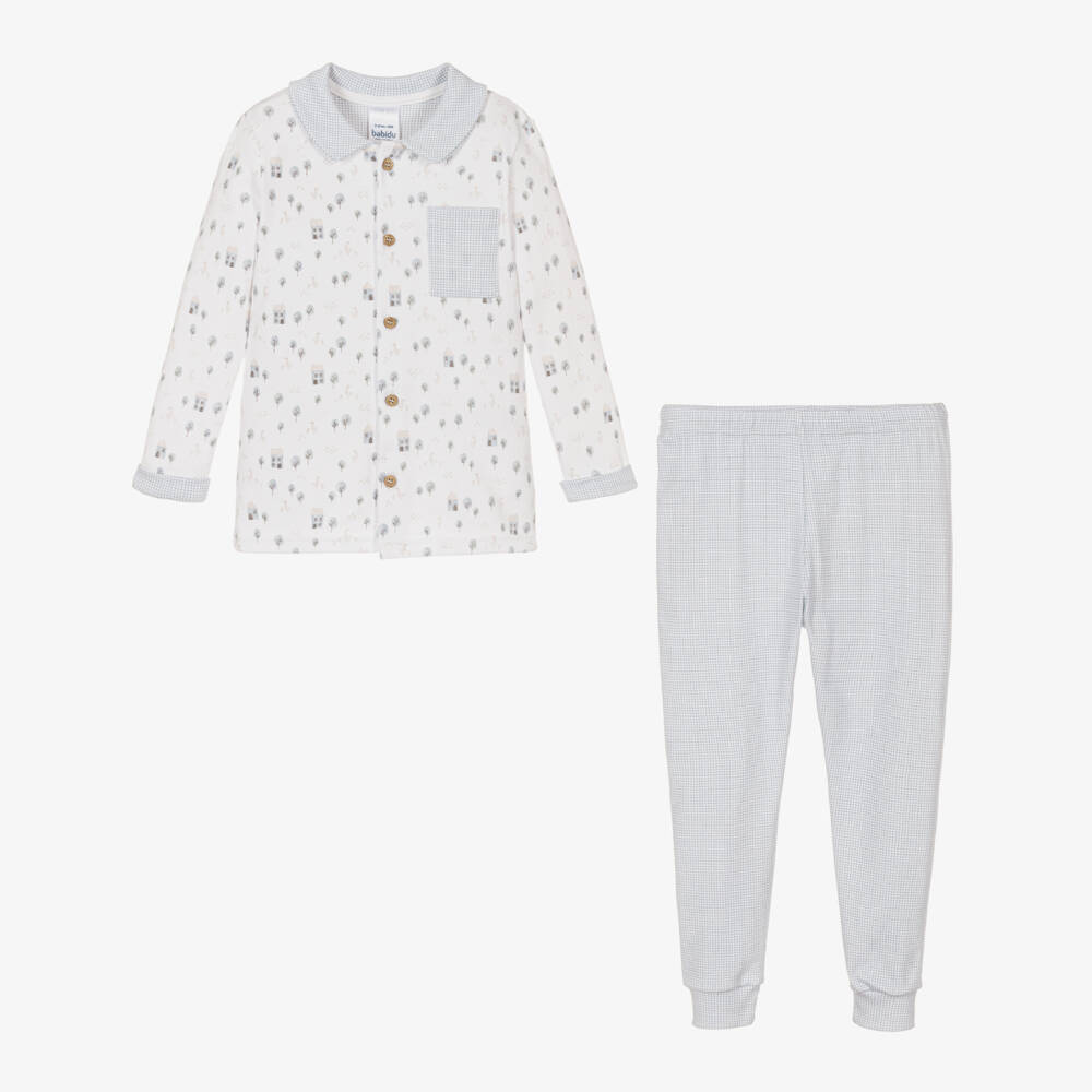 Babidu-Boys Grey & White Cotton Sleepwear | Childrensalon Outlet