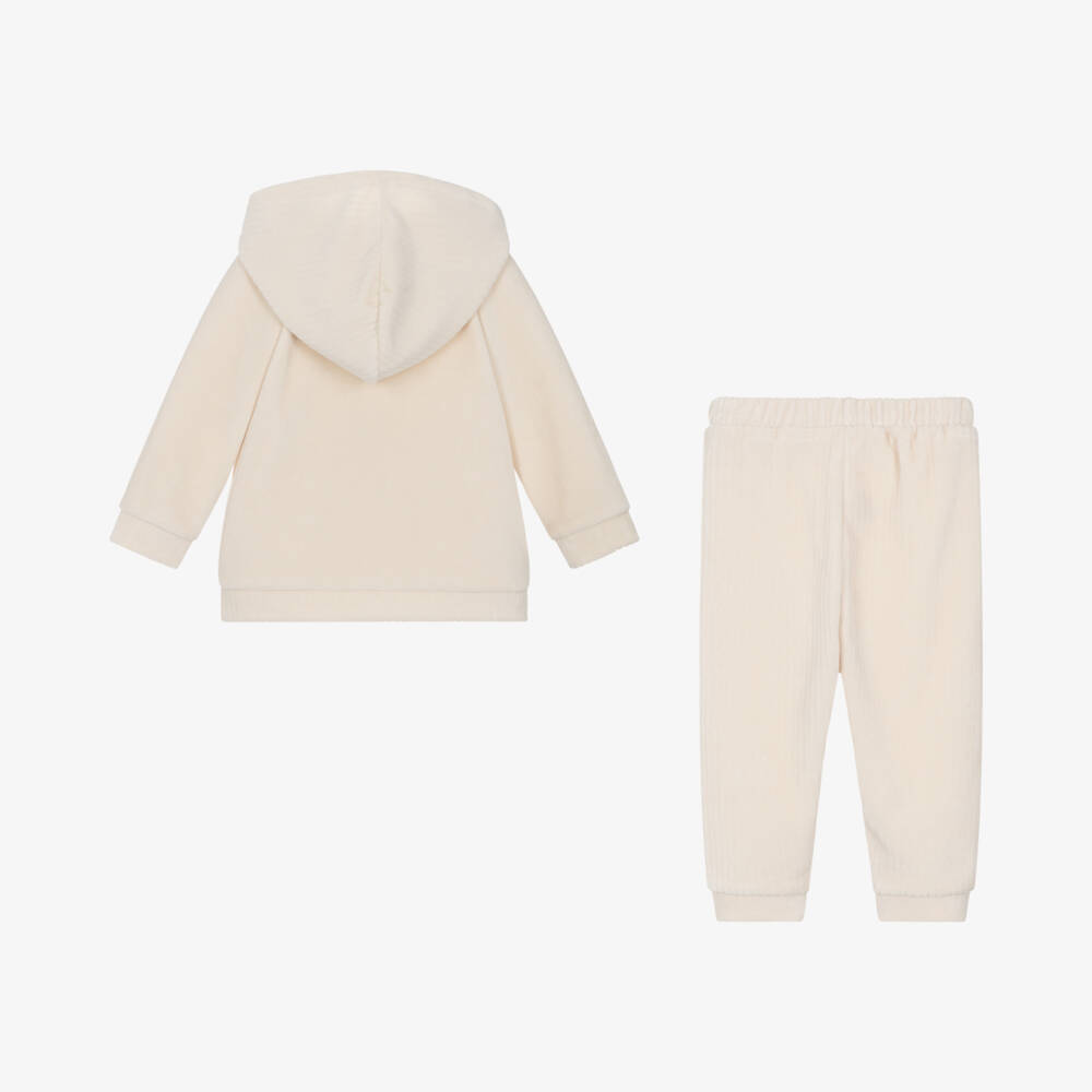 Babidu-Boys Ivory Velour Hoodie Set | Childrensalon Outlet