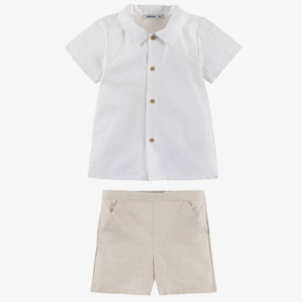 Babidu-Boys Ivory & White Cotton Ensemble | Childrensalon Outlet