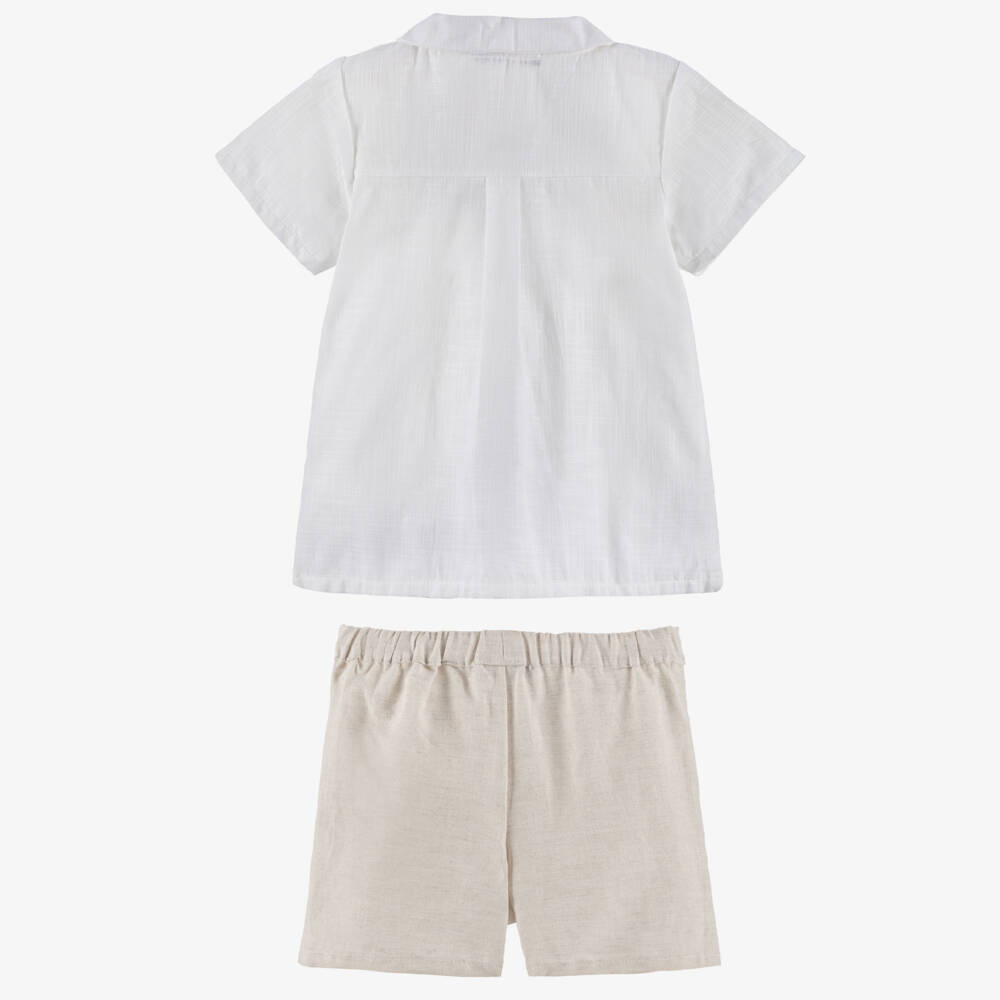 Babidu-Boys Ivory & White Cotton Ensemble | Childrensalon Outlet