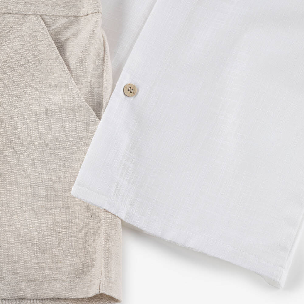 Babidu-Boys Ivory & White Cotton Ensemble | Childrensalon Outlet