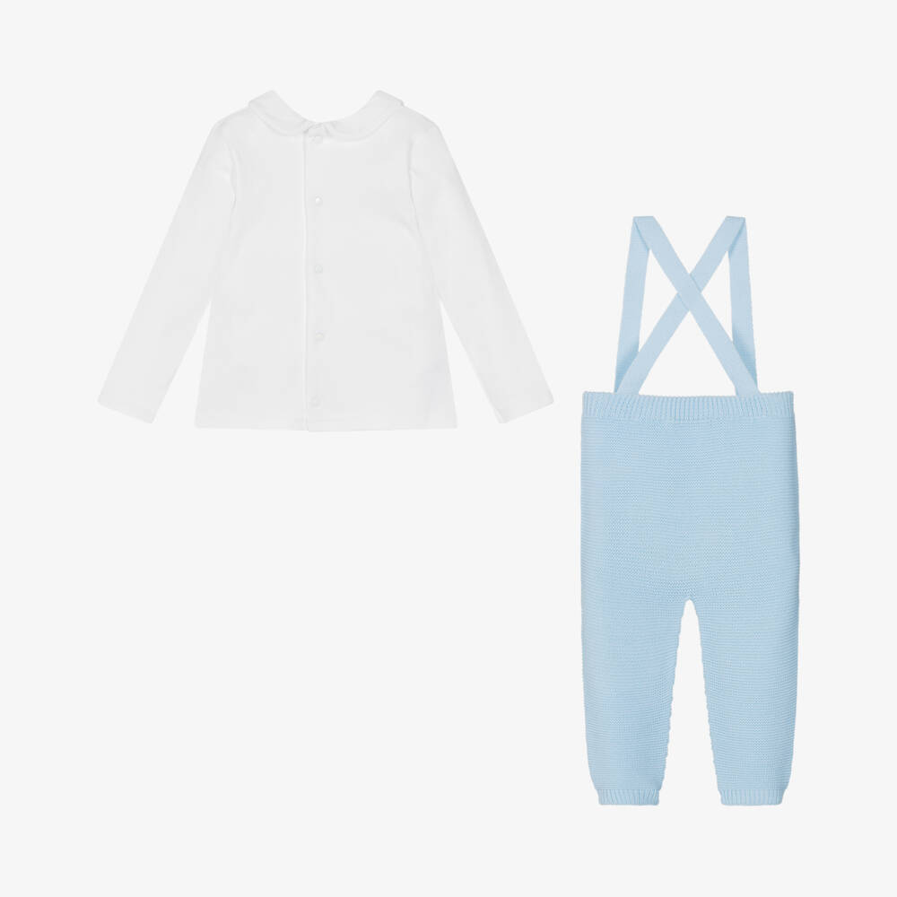 Babidu-Boys Light Blue Knit Dungaree Set | Childrensalon Outlet