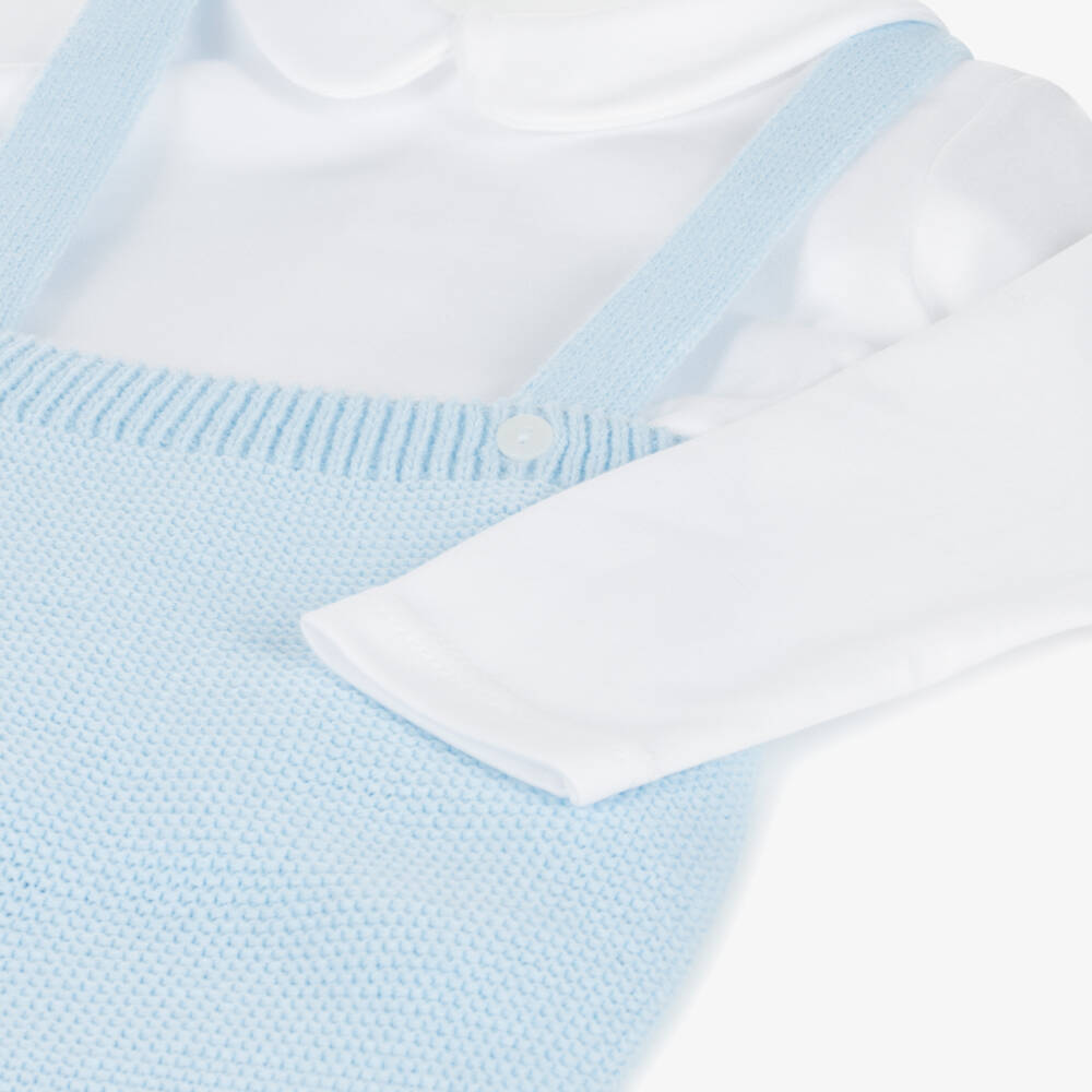 Babidu-Boys Light Blue Knit Dungaree Set | Childrensalon Outlet