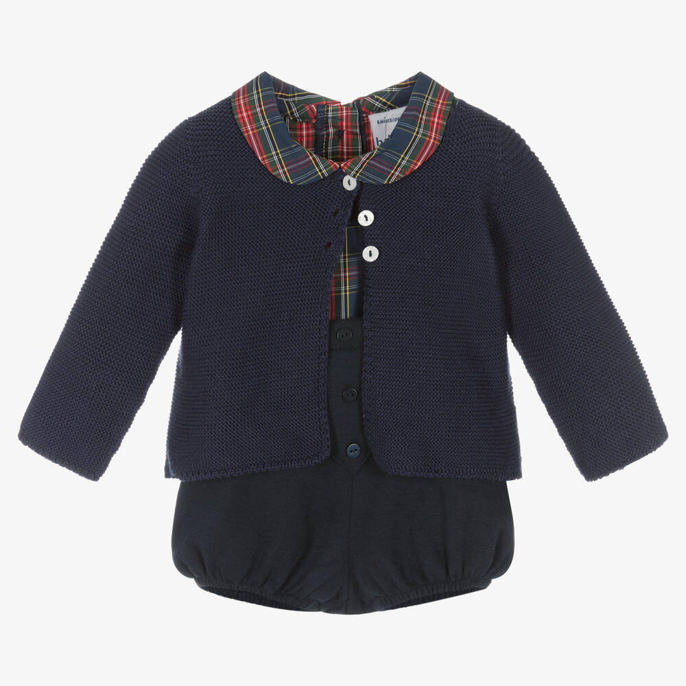 Babidu-Boys Navy Blue Shorts Set | Childrensalon Outlet
