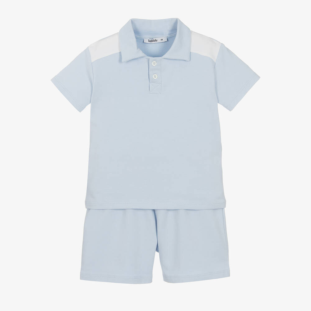 Babidu - Hellblaues Baumwolltop & Shorts Set | Childrensalon