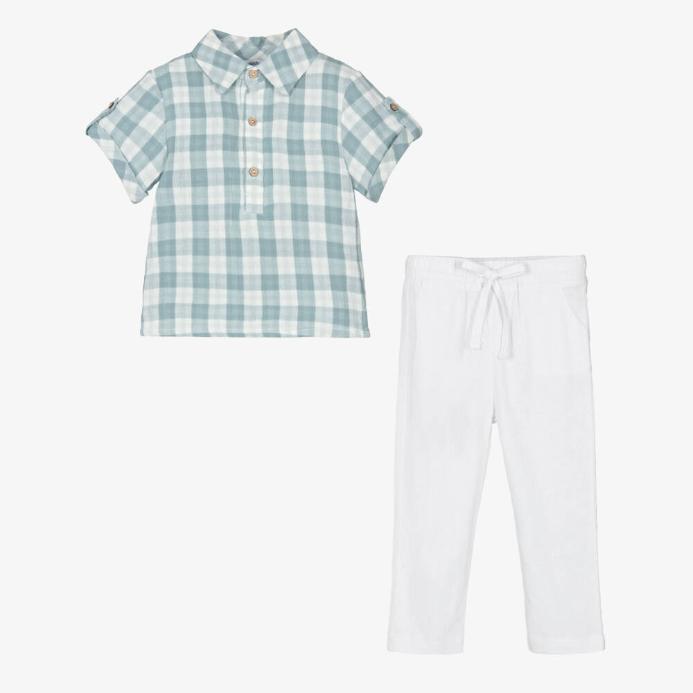 Babidu-Boys Plaid Green Trousers Ensemble | Childrensalon Outlet