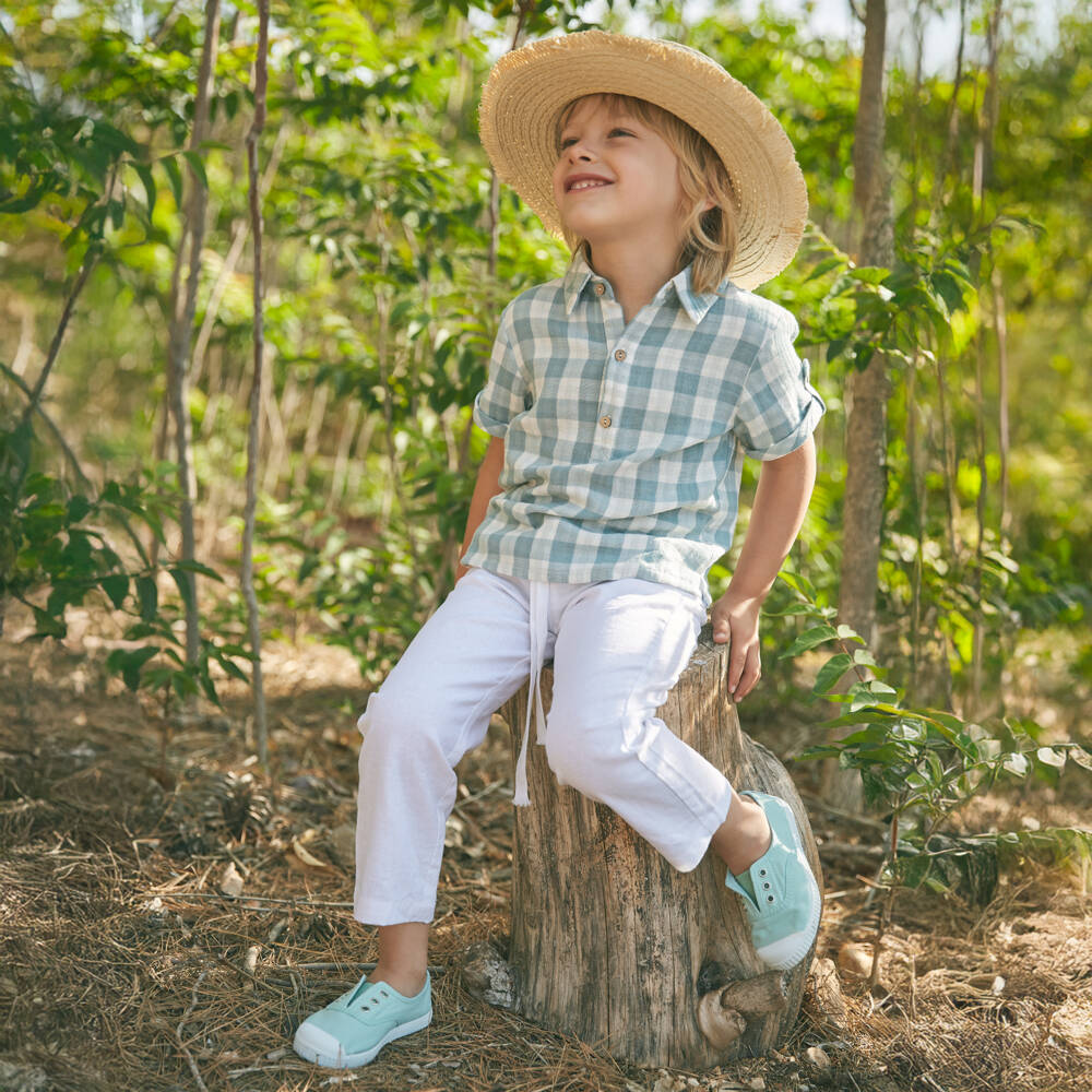 Babidu-Boys Plaid Green Trousers Ensemble | Childrensalon Outlet