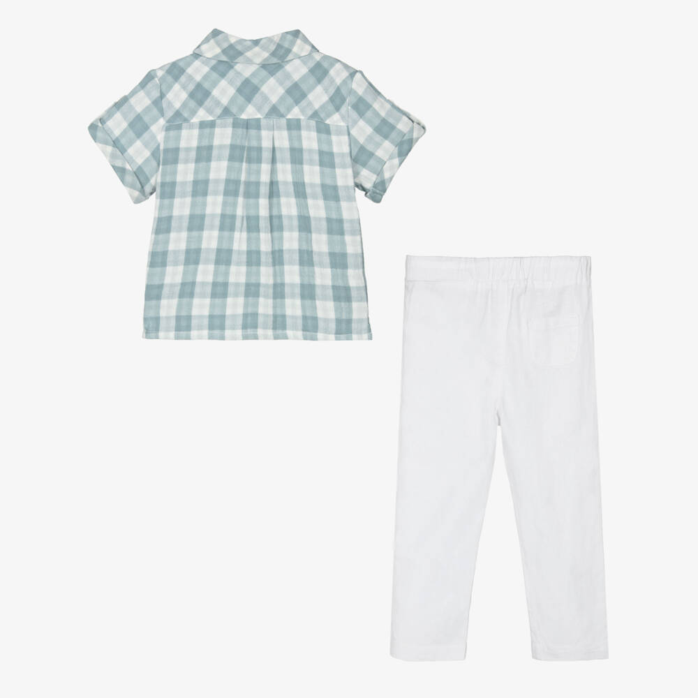Babidu-Boys Plaid Green Trousers Ensemble | Childrensalon Outlet