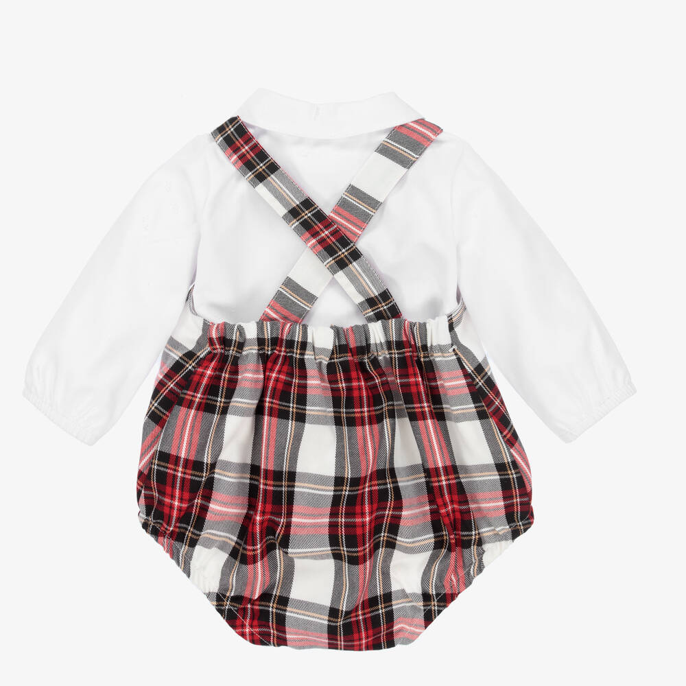 Babidu-Boys Red Check Dungaree Set | Childrensalon Outlet