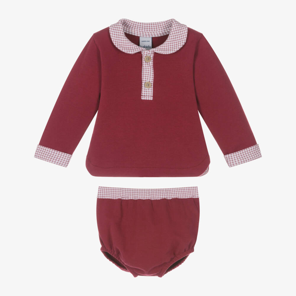 Babidu-Комплект красных хлопковых шорт в клетку для мальчиков | Childrensalon Outlet