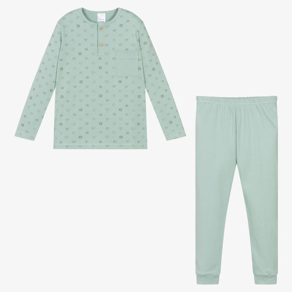 Babidu-Boys Sage Green Cotton Pyjamas | Childrensalon Outlet