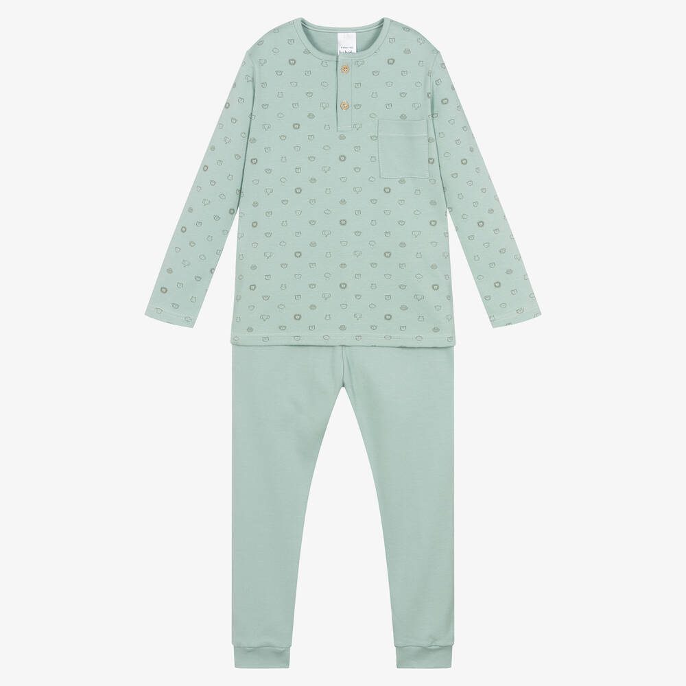 Babidu - Boys Sage Green Cotton Pyjamas | Childrensalon