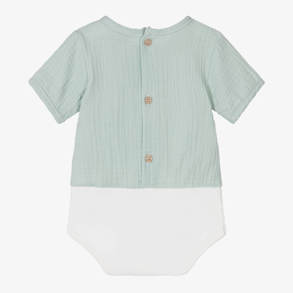 Babidu-Boys Sage Muslin Bodysuit | Childrensalon Outlet