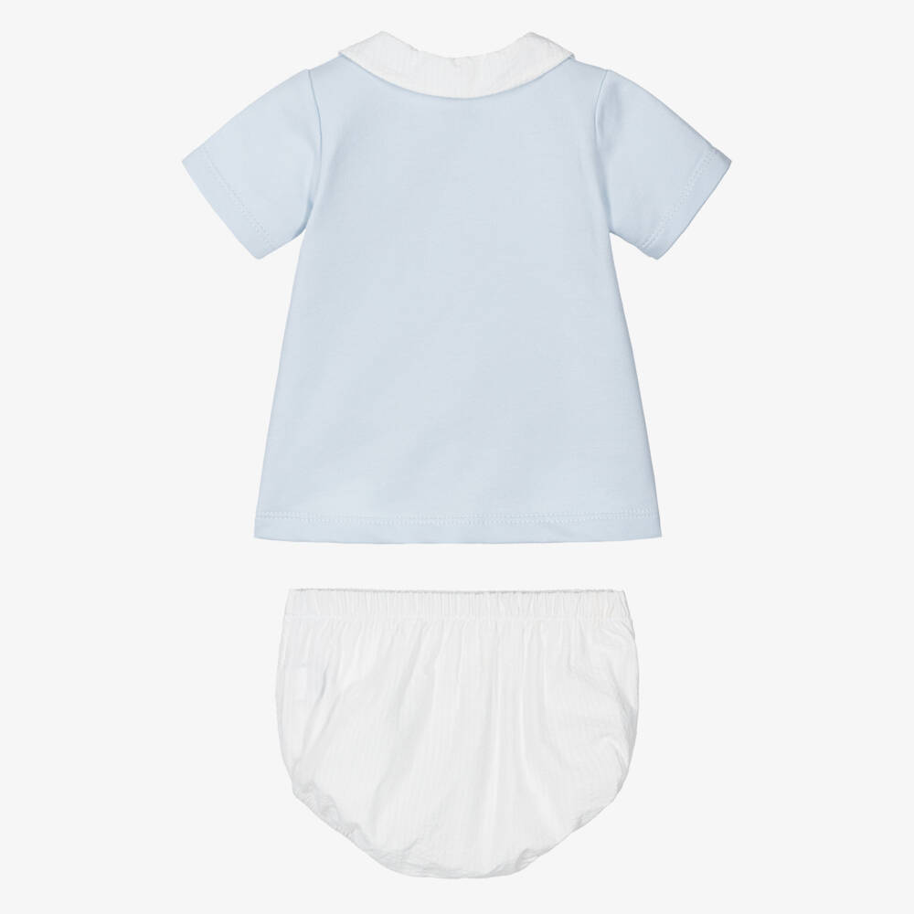Babidu-Boys' Seersucker Blue-White Outfit | Childrensalon Outlet