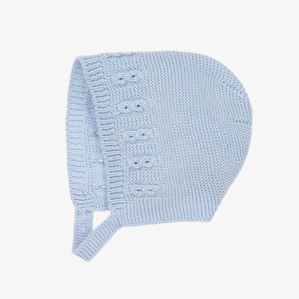 Babidu-Boys Sky-Hued Cotton Knit Bonnet | Childrensalon Outlet