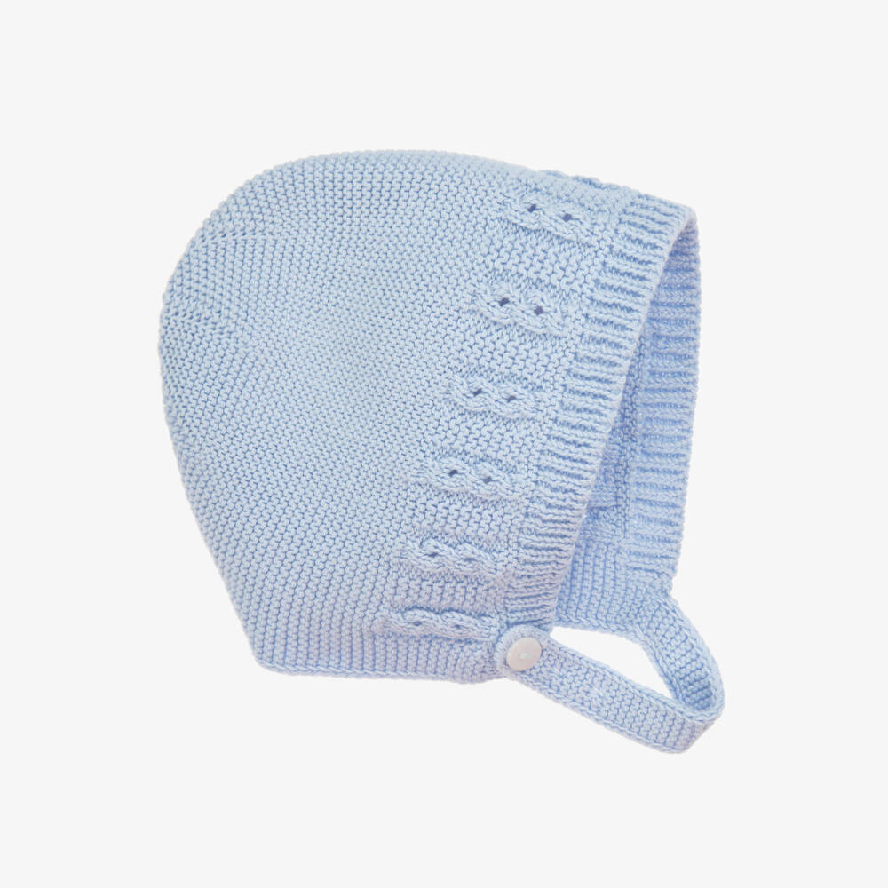 Babidu-Boys Sky-Hued Cotton Knit Bonnet | Childrensalon Outlet