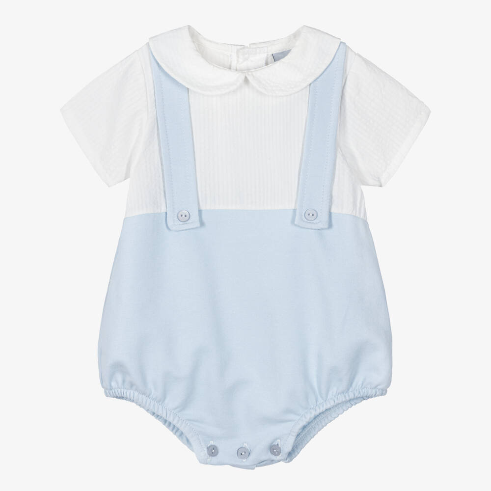 Babidu-Boys Sky-Hued Cotton Playsuit | Childrensalon Outlet