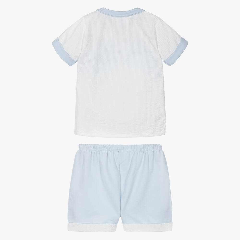 Babidu-Boys Sky & Ivory Cotton Ensemble | Childrensalon Outlet