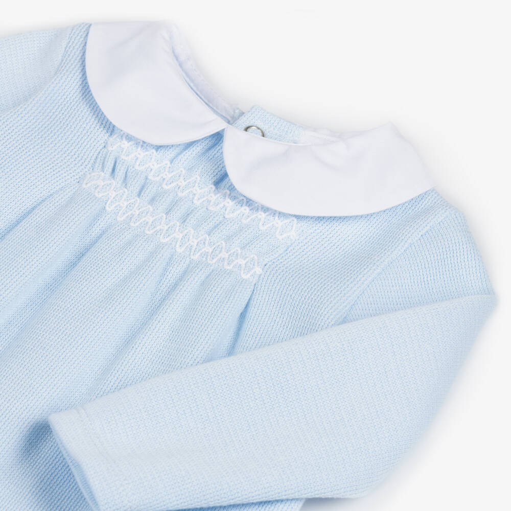 Babidu-Boys Sky Knitted Sleepsuit | Childrensalon Outlet