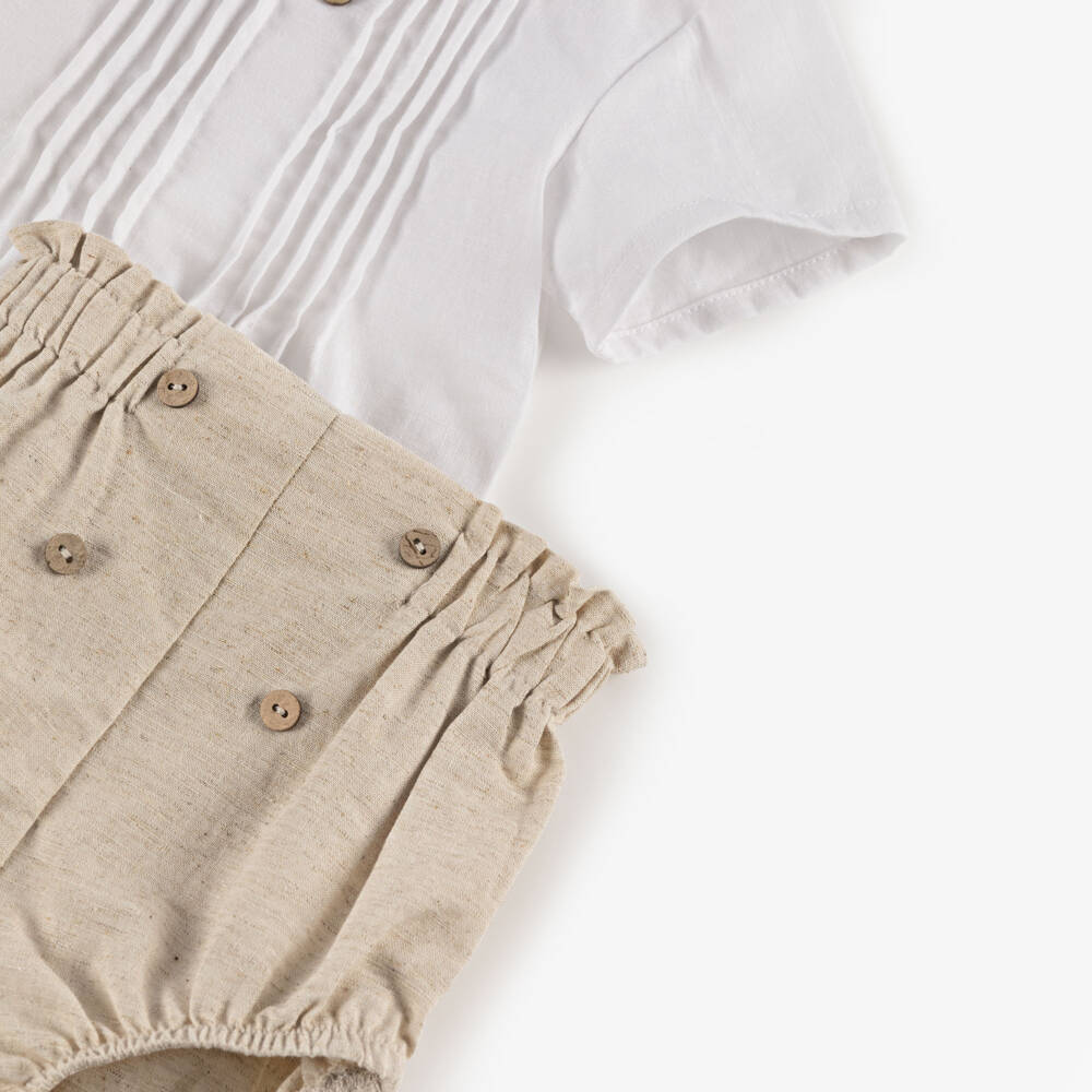 Babidu-Boys' Soft Beige Linen Ensemble | Childrensalon Outlet