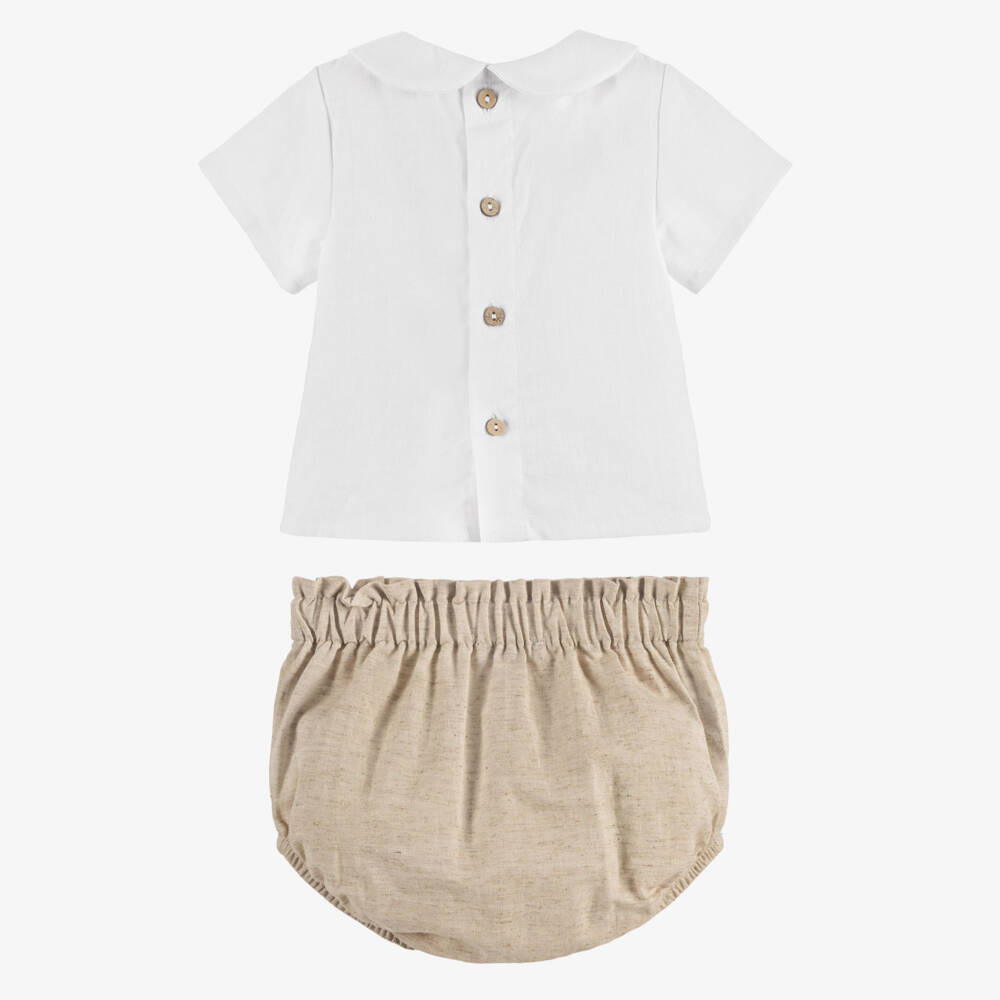 Babidu-Boys' Soft Beige Linen Ensemble | Childrensalon Outlet