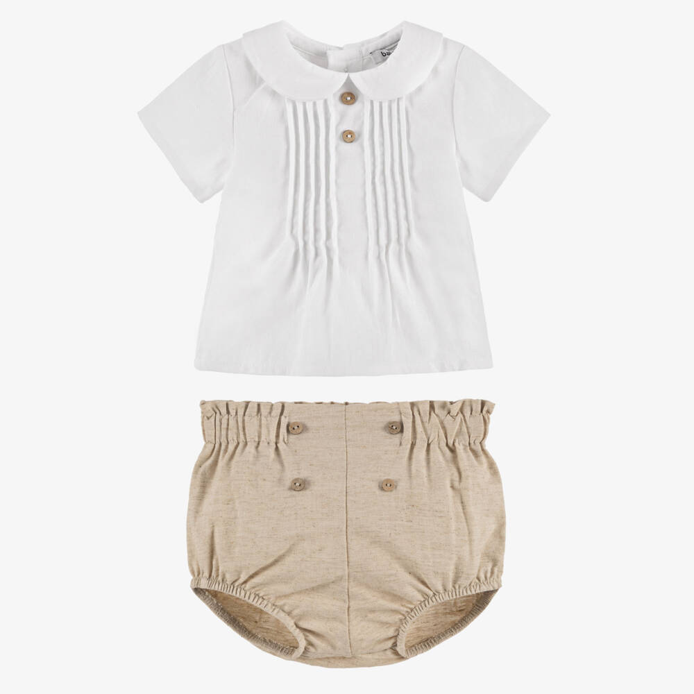 Babidu-Boys' Soft Beige Linen Ensemble | Childrensalon Outlet