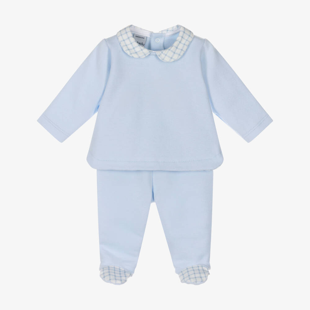 Babidu-Мягкий голубой хлопковый комбинезон для мальчиков | Childrensalon Outlet