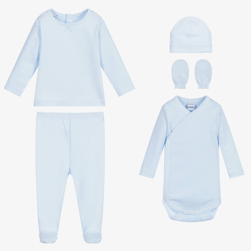 Babidu-Boys Soft Blue Cotton Ensemble | Childrensalon Outlet