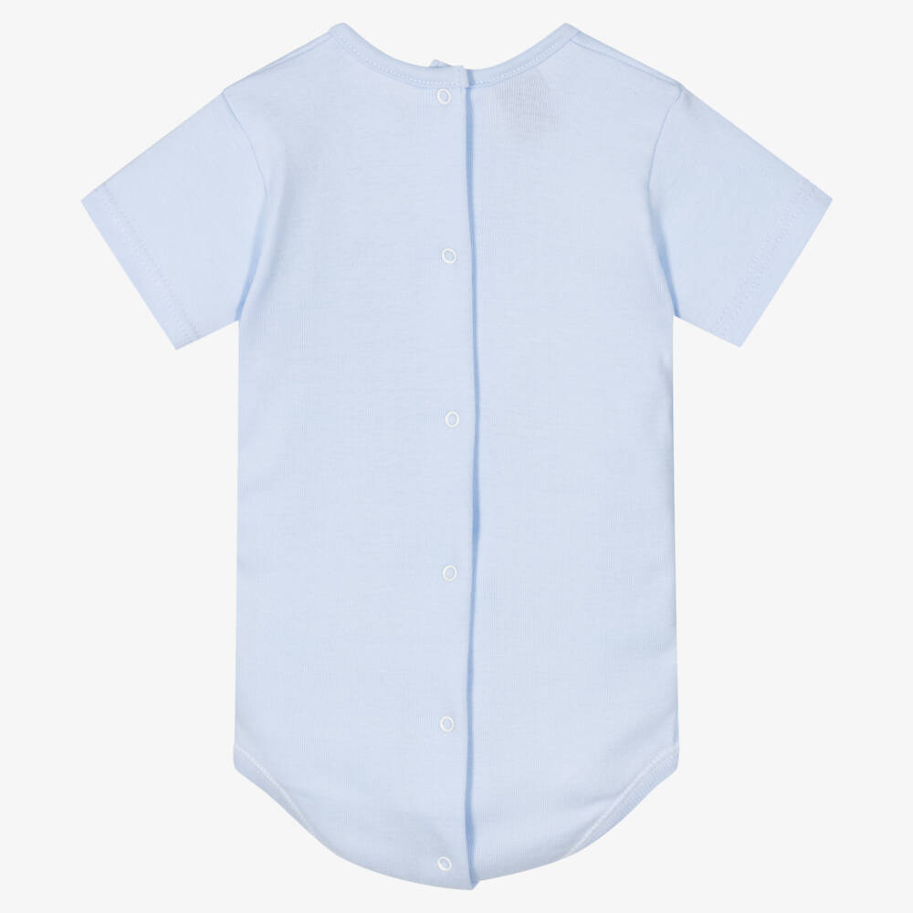 Babidu-Boys Soft Blue Cotton Onesie | Childrensalon Outlet