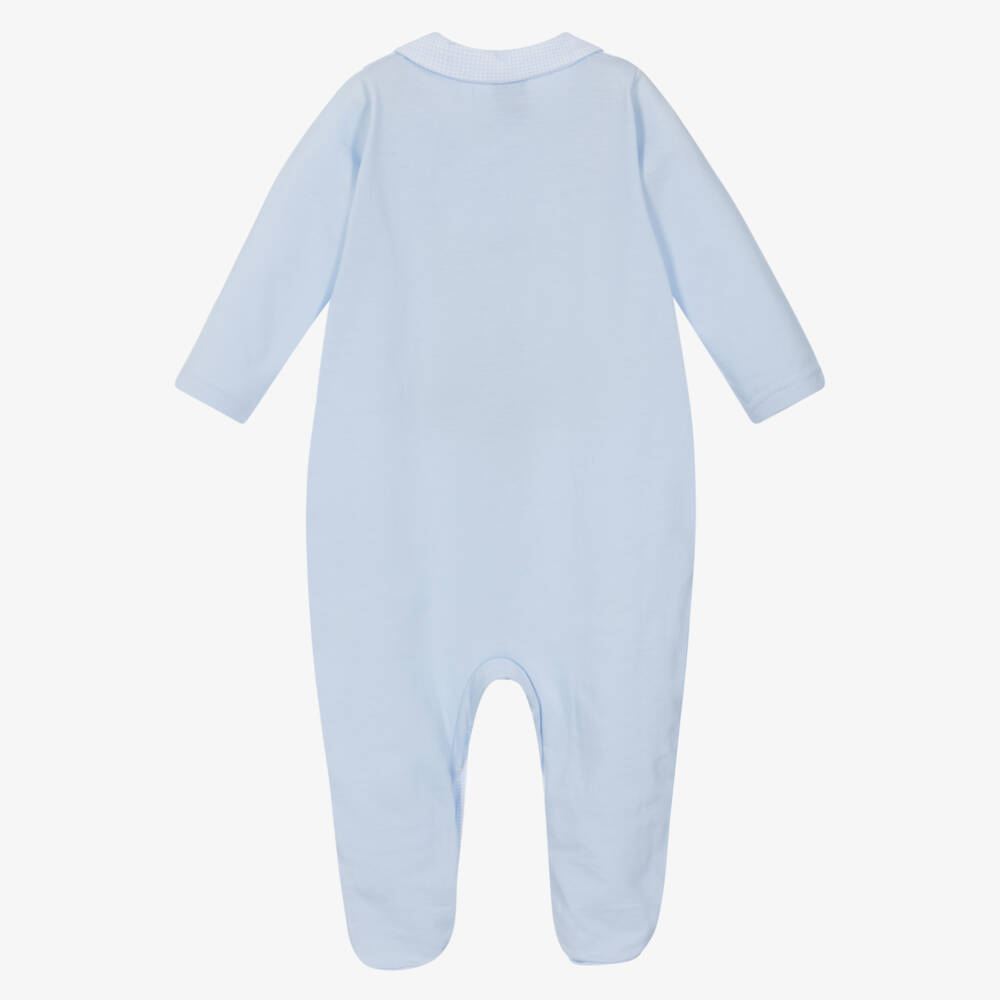 Babidu-Boys Soft Blue Cotton Playsuit | Childrensalon Outlet
