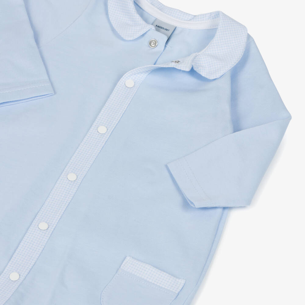 Babidu-Boys Soft Blue Cotton Playsuit | Childrensalon Outlet