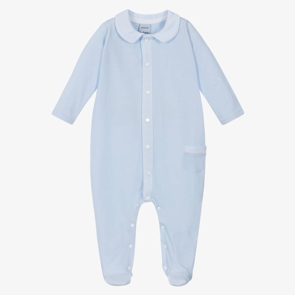 Babidu-Boys Soft Blue Cotton Playsuit | Childrensalon Outlet