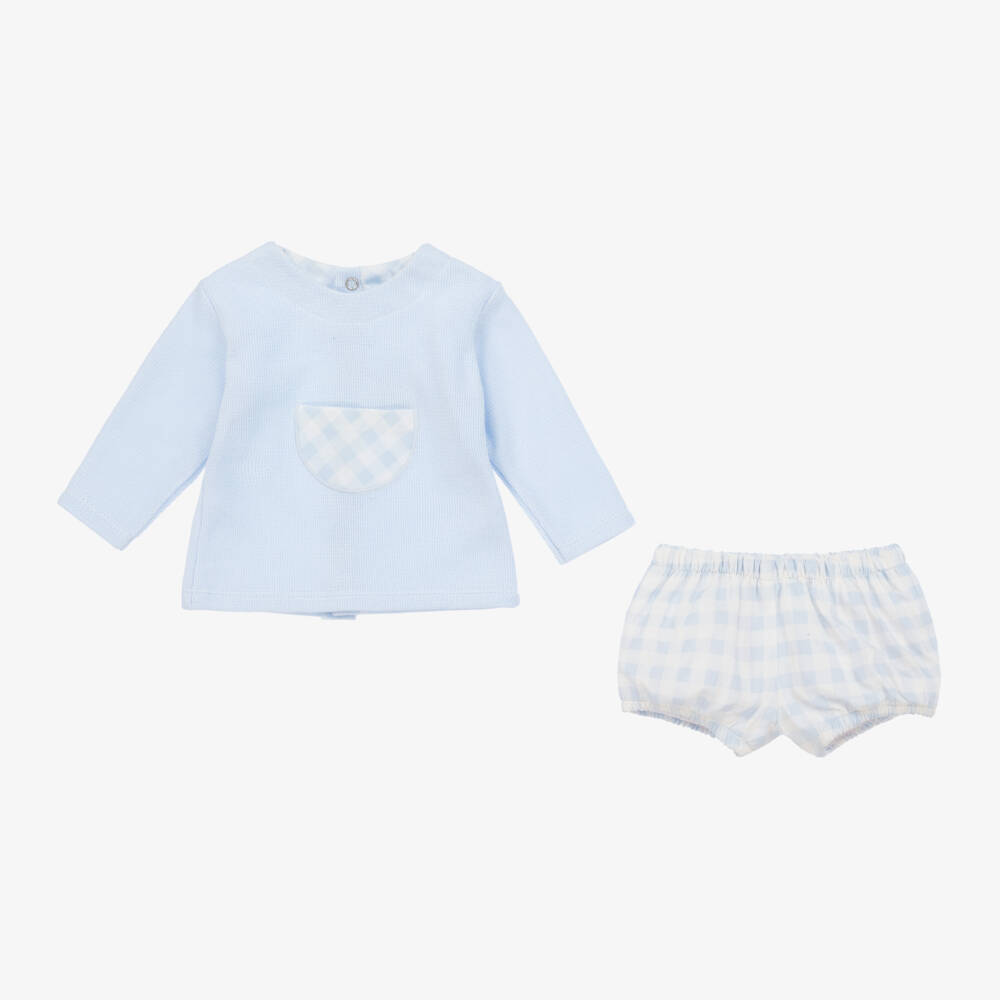 Babidu-Boys Soft Blue Gingham Ensemble | Childrensalon Outlet