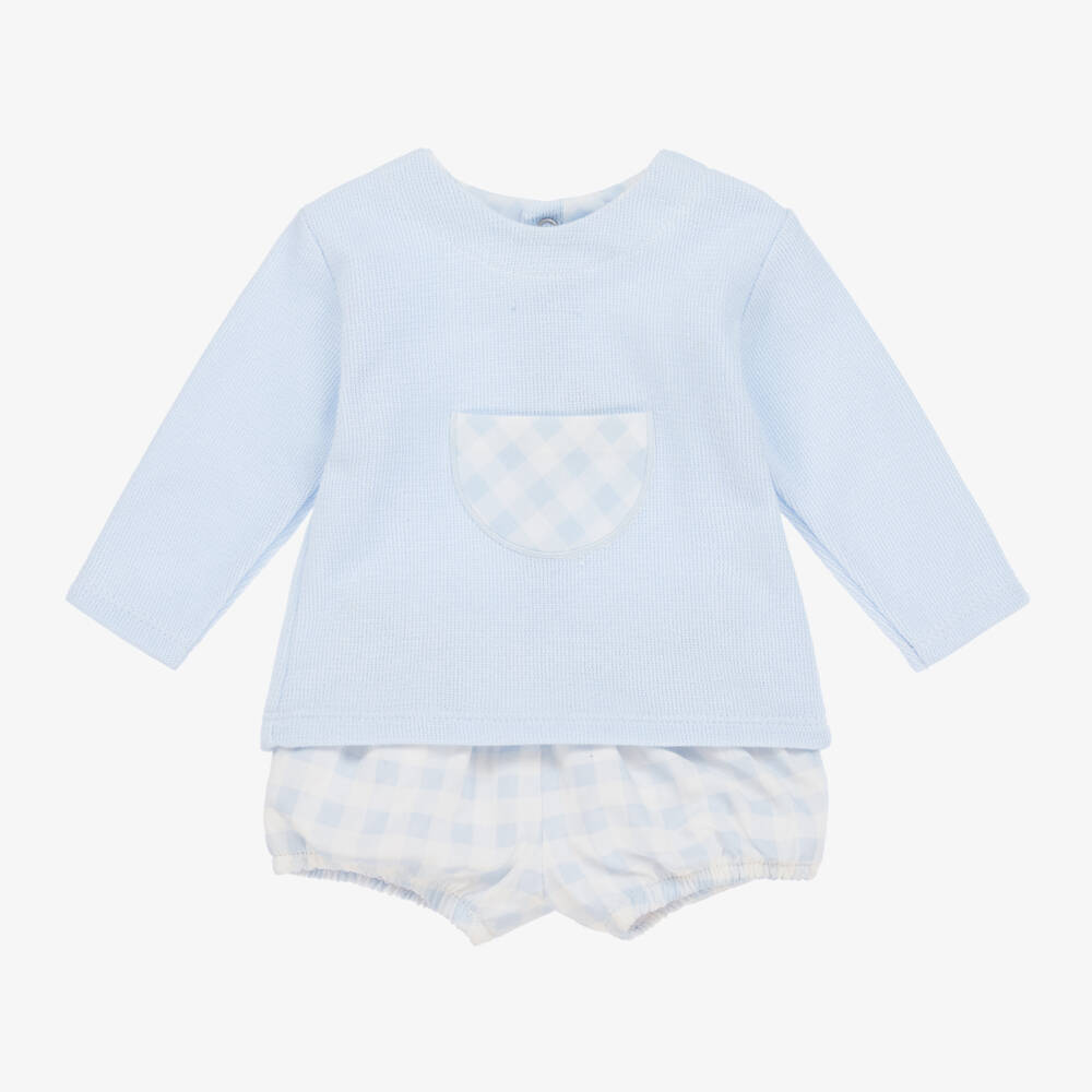 Babidu-Boys Soft Blue Gingham Ensemble | Childrensalon Outlet