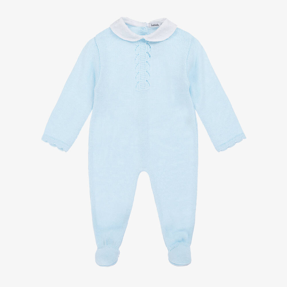 Babidu-Boys Soft Blue Knit Romper | Childrensalon Outlet