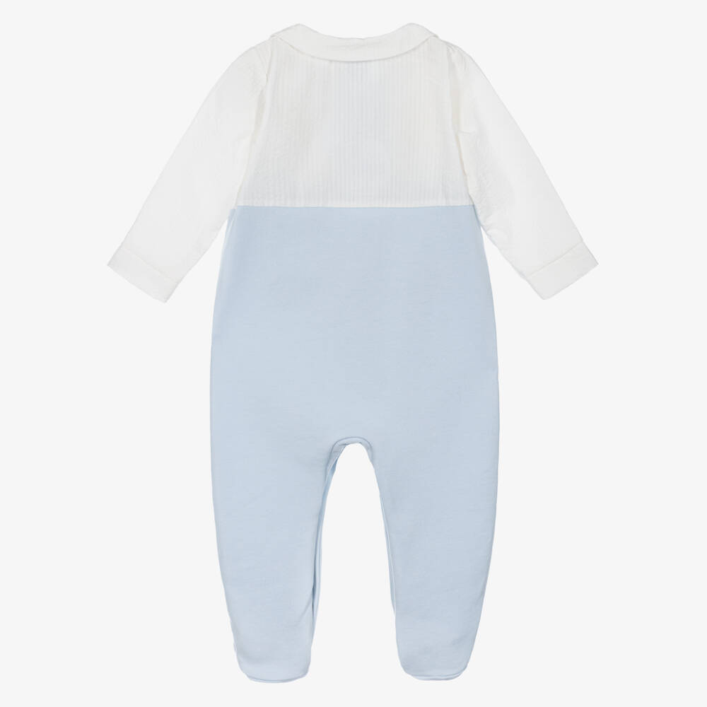Babidu-Boys Soft Blue & White Sleepsuit | Childrensalon Outlet