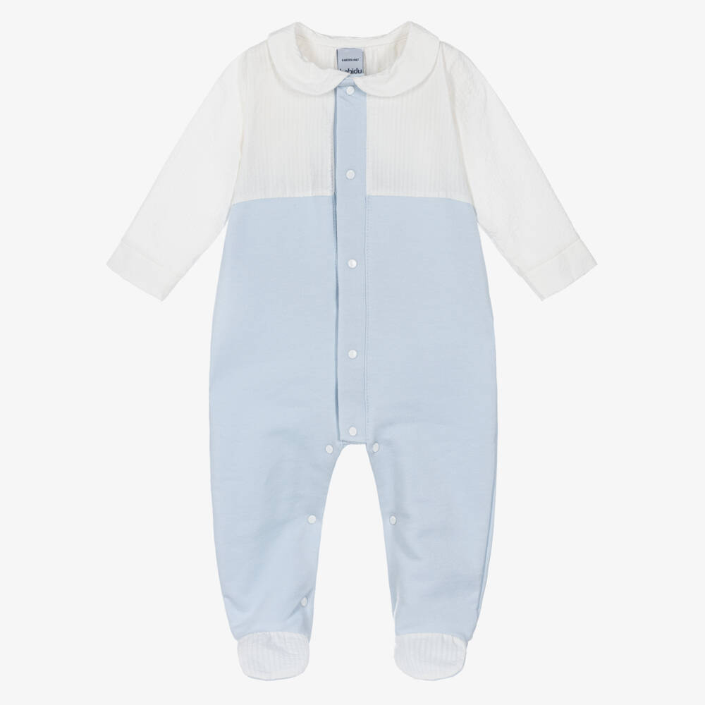 Babidu-Boys Soft Blue & White Sleepsuit | Childrensalon Outlet