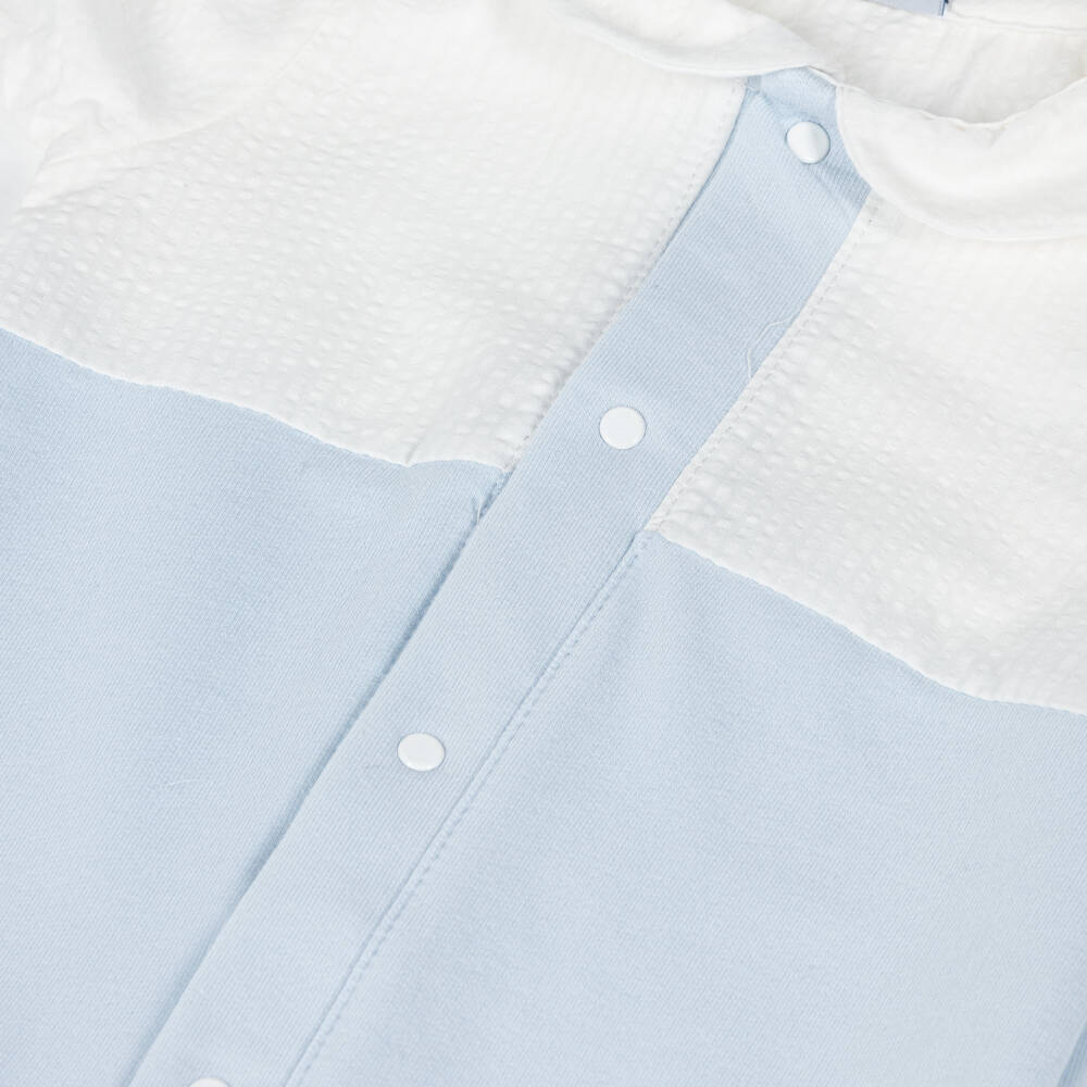 Babidu-Boys Soft Blue & White Sleepsuit | Childrensalon Outlet