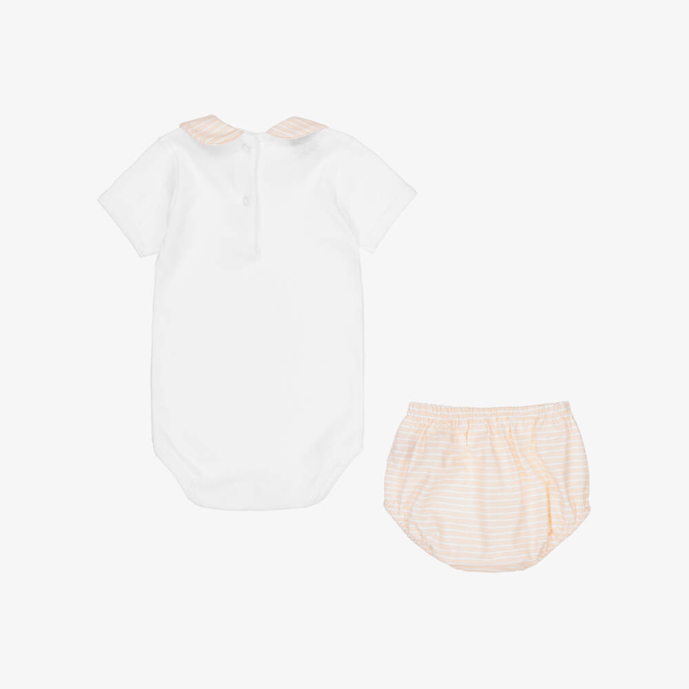 Babidu-Boys Soft Orange & White Shorts Ensemble | Childrensalon Outlet