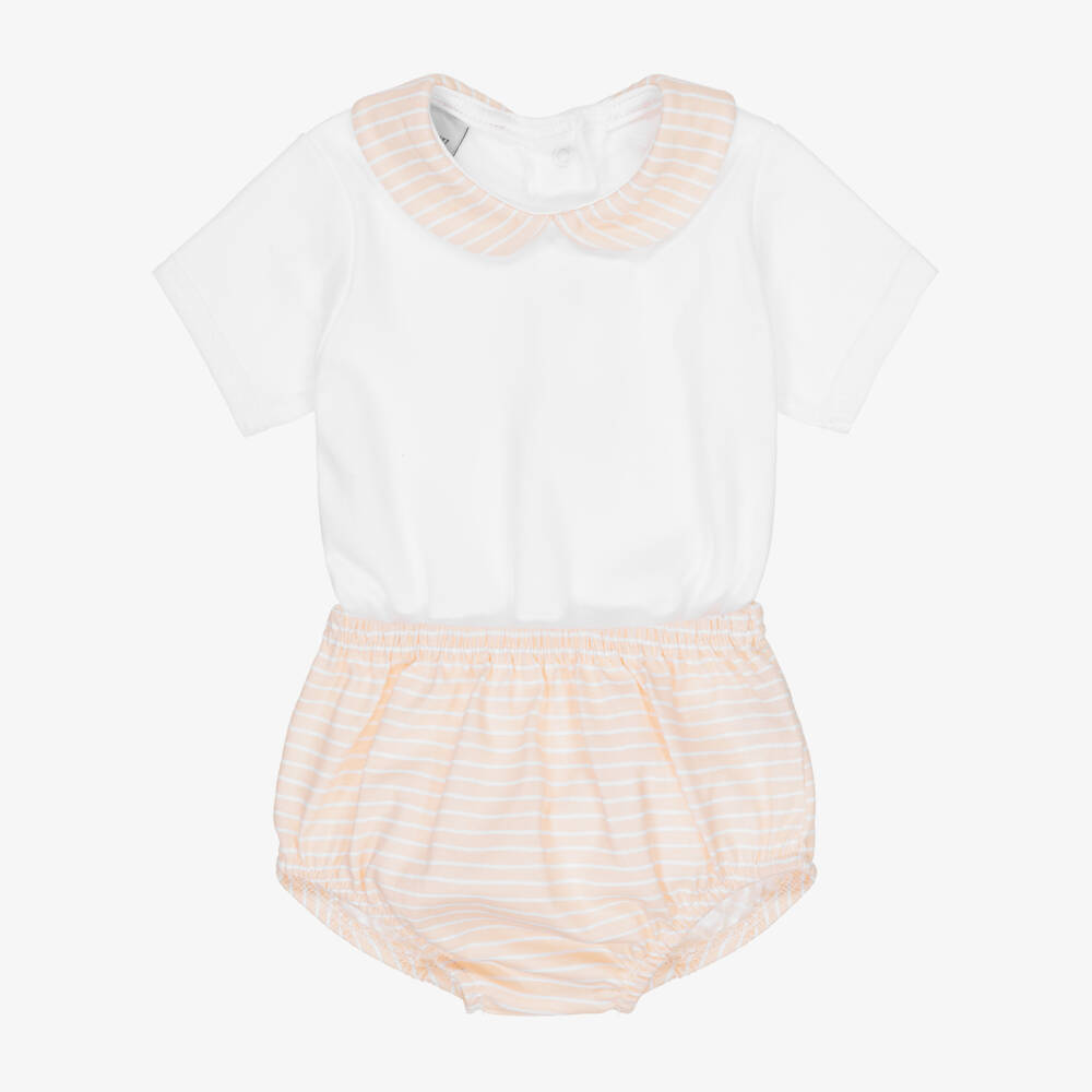 Babidu-Boys Soft Orange & White Shorts Ensemble | Childrensalon Outlet