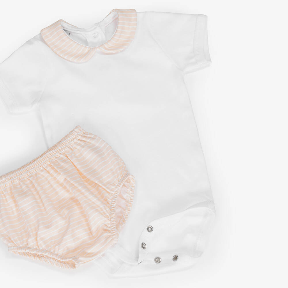 Babidu-Boys Soft Orange & White Shorts Ensemble | Childrensalon Outlet