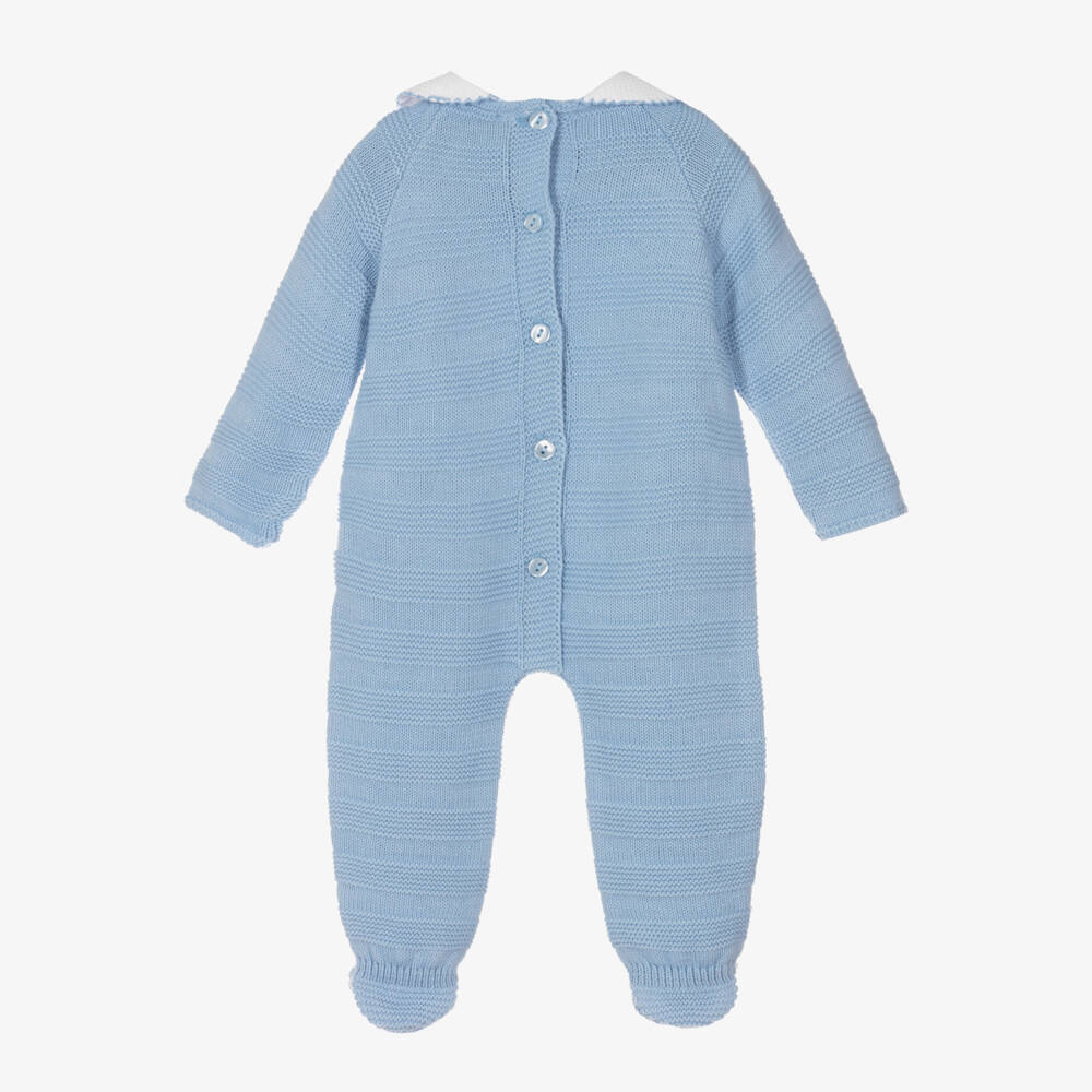Babidu-Boys Textured Blue Babygrow | Childrensalon Outlet