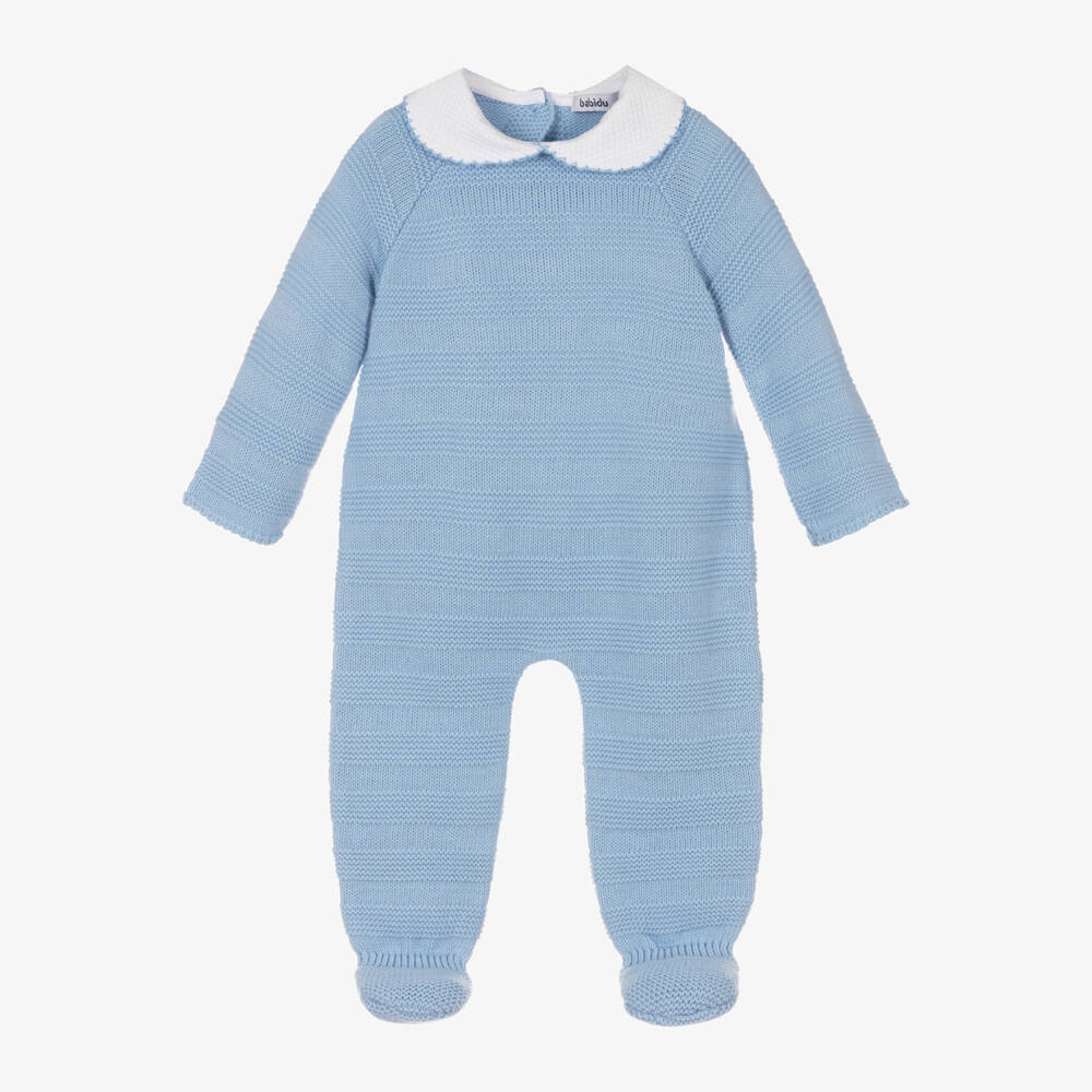 Babidu-Boys Textured Blue Babygrow | Childrensalon Outlet