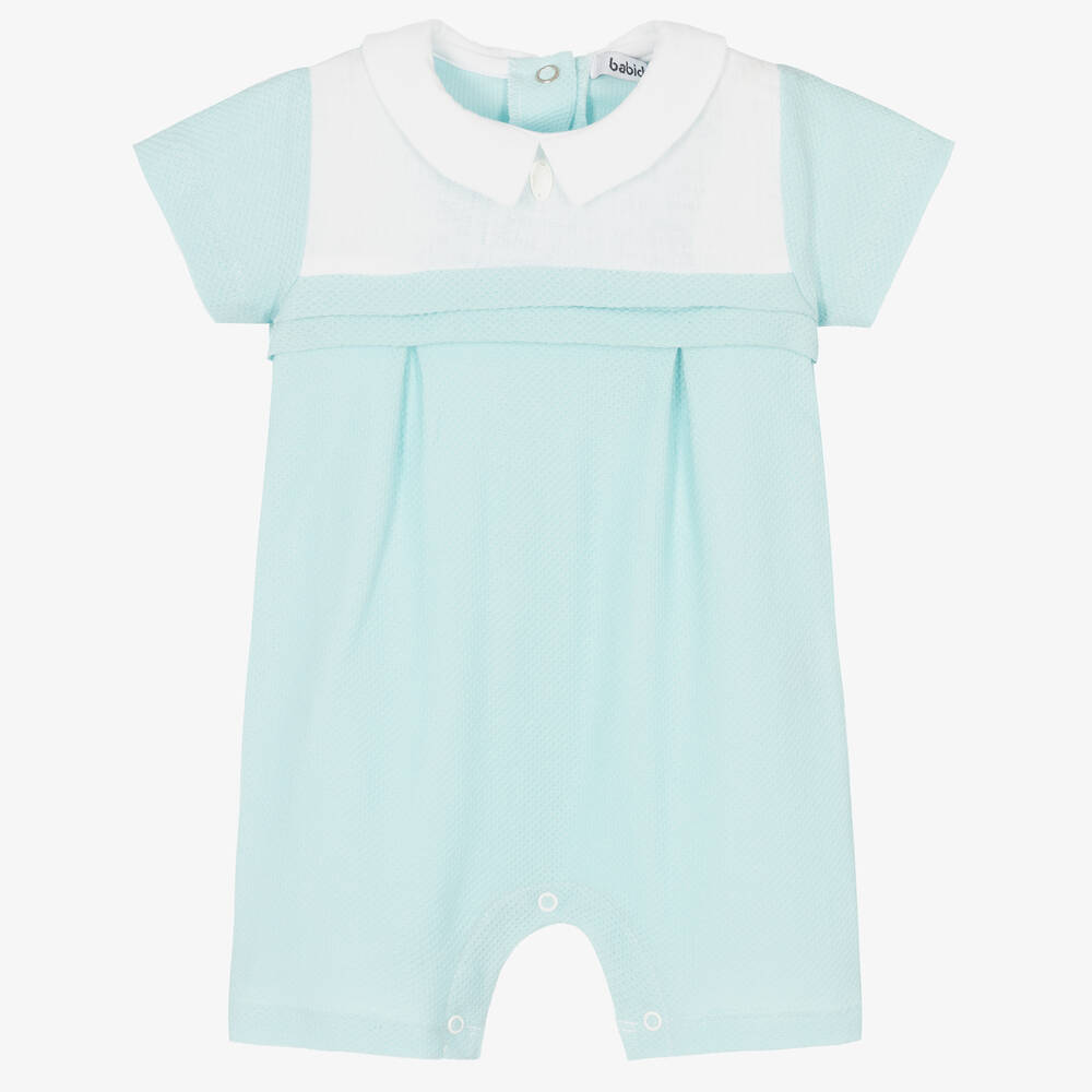 Babidu - Boys Turquoise Blue Cotton Piqué Shortie | Childrensalon