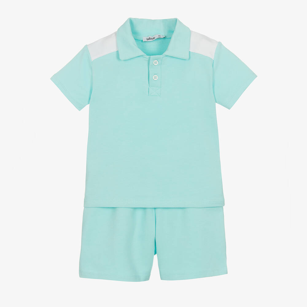 Babidu - Türkises Baumwoll-Top & Shorts Set | Childrensalon