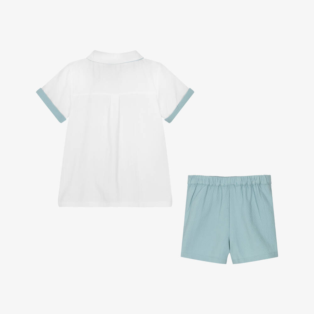 Babidu-Boys Two-Tone Cotton Ensemble | Childrensalon Outlet