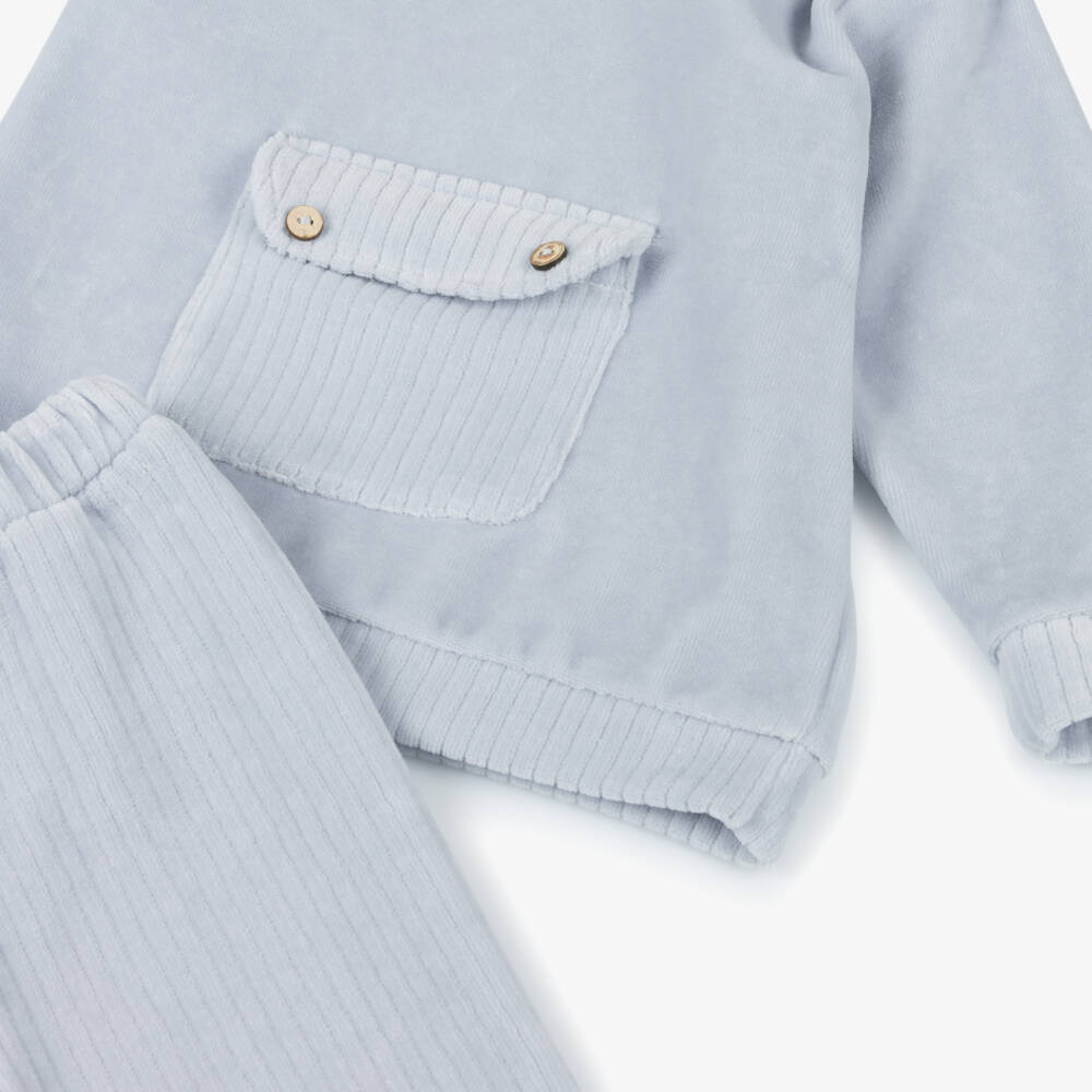 Babidu-Boys Velour Blue Lounge Set | Childrensalon Outlet