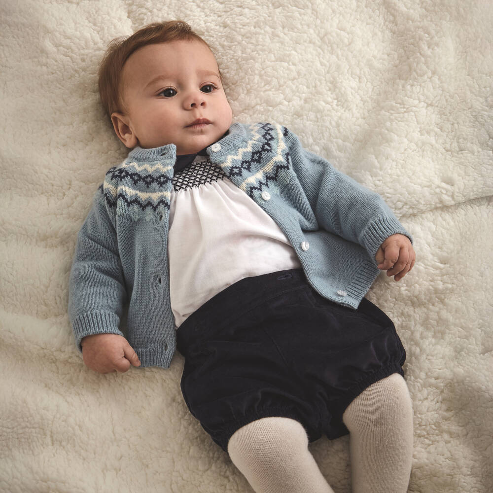 Babidu-Boys Velvet Blue Dungaree Set | Childrensalon Outlet